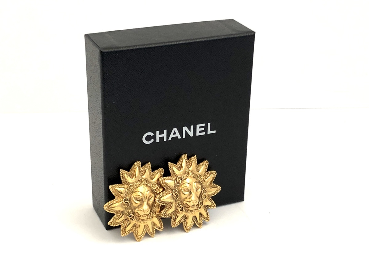良品】CHANEL シャネル ココマーク イヤリング ライオン ゴールド 