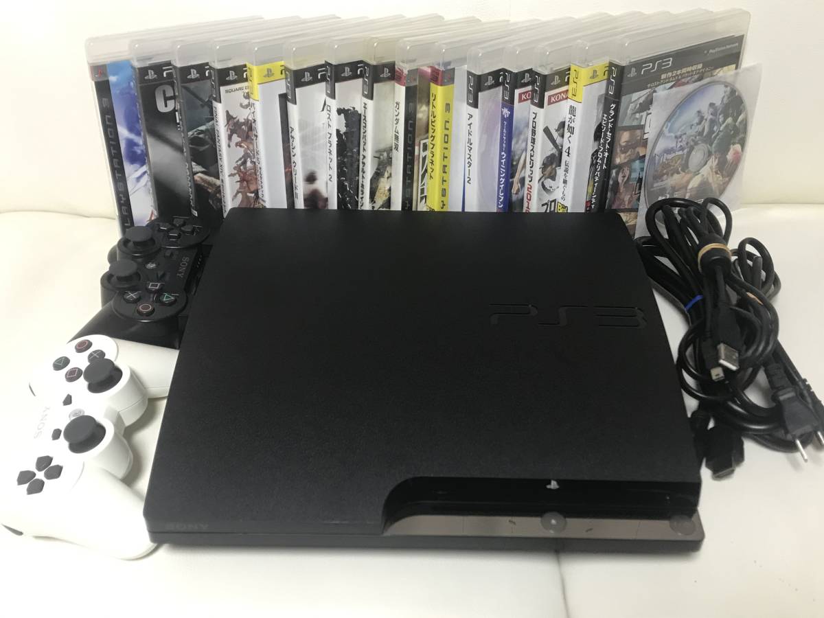 CECH-2500B HDD500GBへ換装 コントローラー 2個 おまけ ソフト 16本 HDMIケーブル Ver4.87 PlayStation3 PS3 セット まとめ