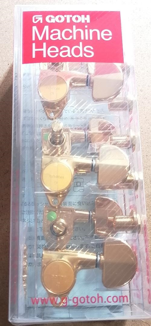 GOTOH エレキギター用ペグ、マグナムロック、20ボタン、3+3、ゴールド