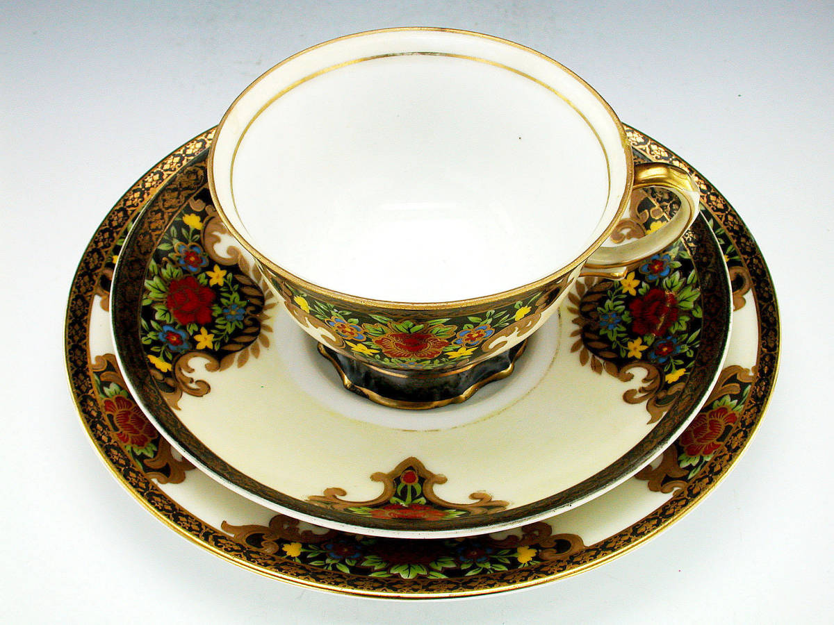 1912年頃～1921年頃 オールドノリタケ 金彩白梅図紋 トリオ M】1912