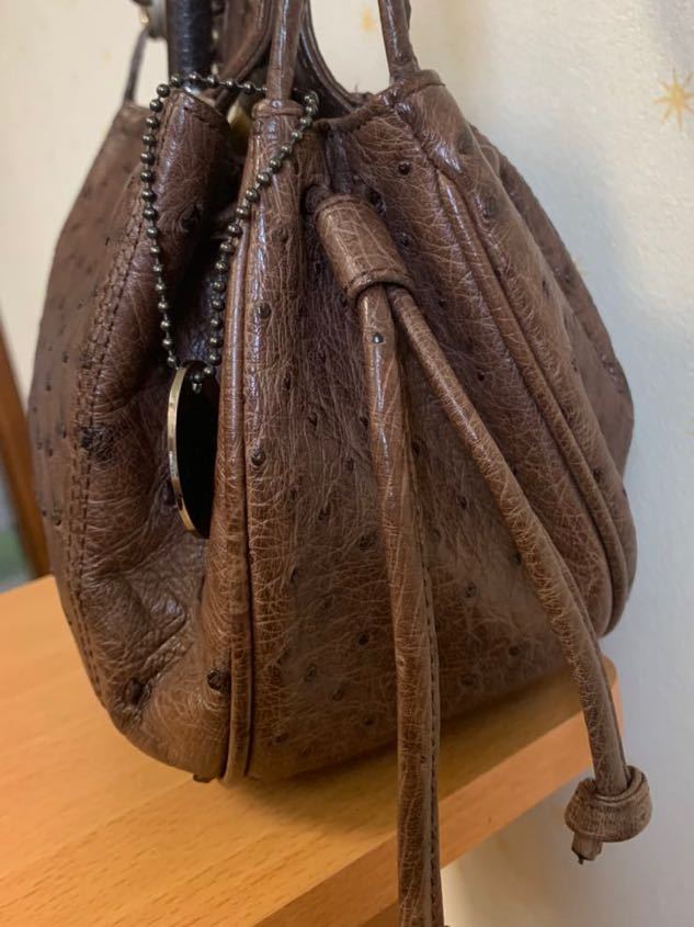 JRA オーストリッチ 中古 ショルダーバッグ ブルー ハンドバッグ JRA