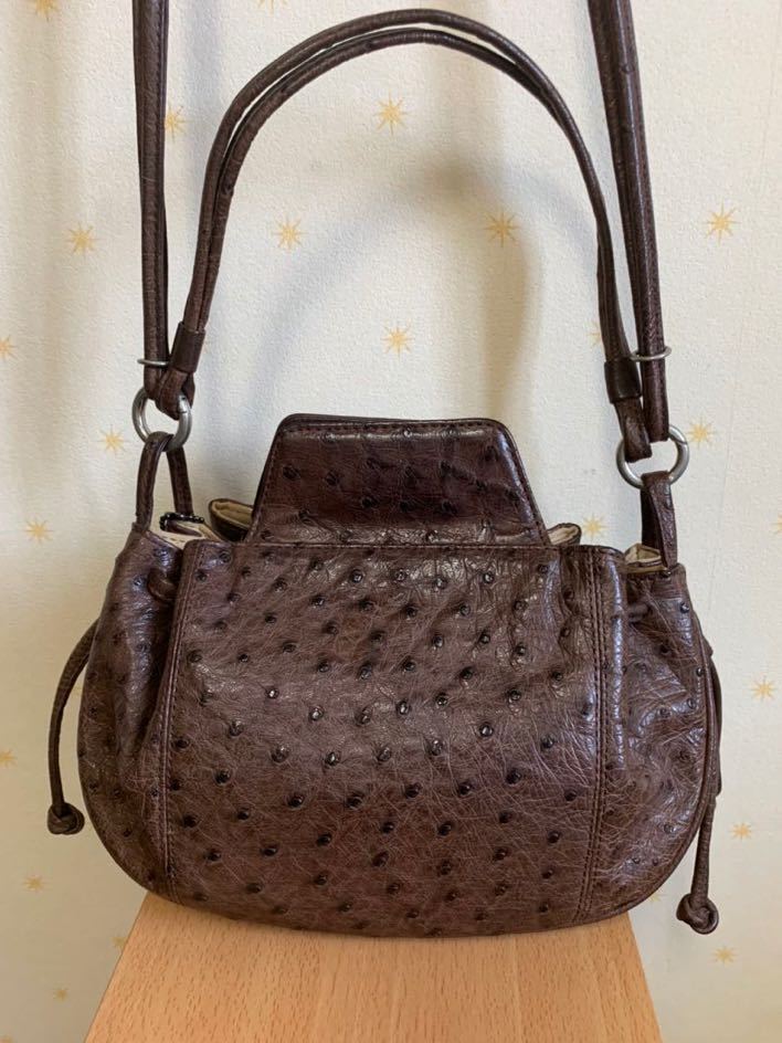 JRA オーストリッチ 中古 ショルダーバッグ ブルー ハンドバッグ JRA