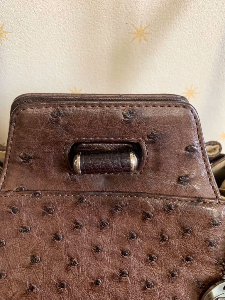 JRA オーストリッチ 中古 ショルダーバッグ ブルー ハンドバッグ JRA