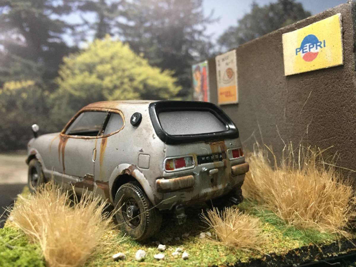 昭和レトロな風景 1⁄32 ホンダ Z GT 旧車 自作ジオラマ完成品