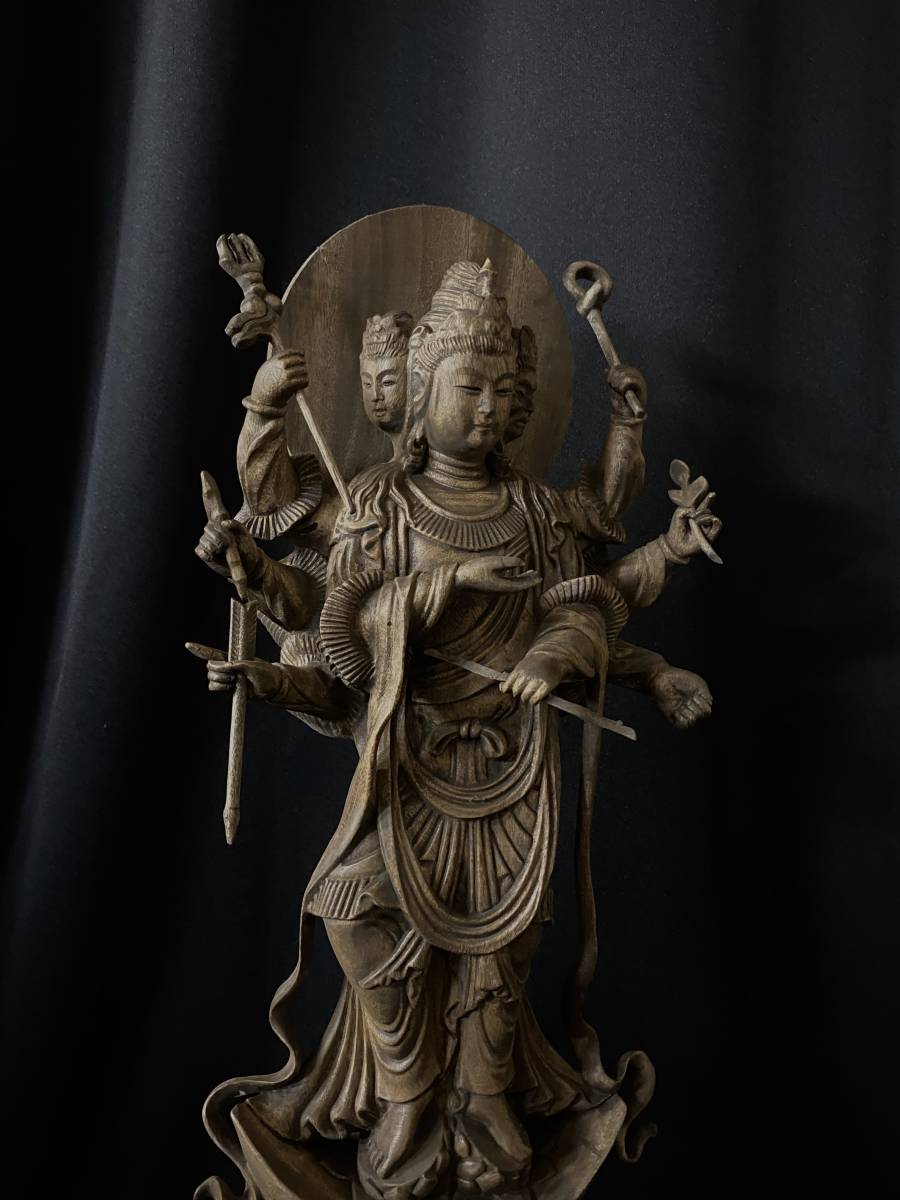 高57cm 井波彫刻 一刀彫り 仏教工芸品 時代彫刻 香樟材 木彫仏教