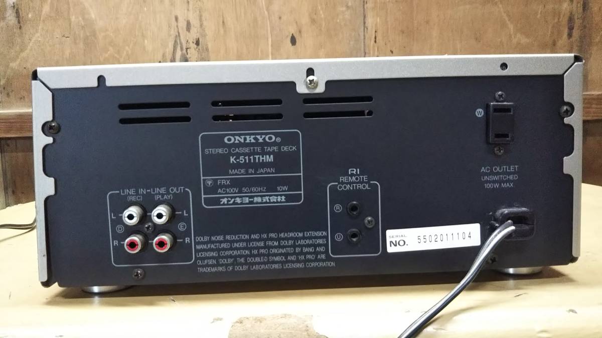 通電確認 ONKYO カセットデッキ オンキョー K-511THM ジャンク 通電