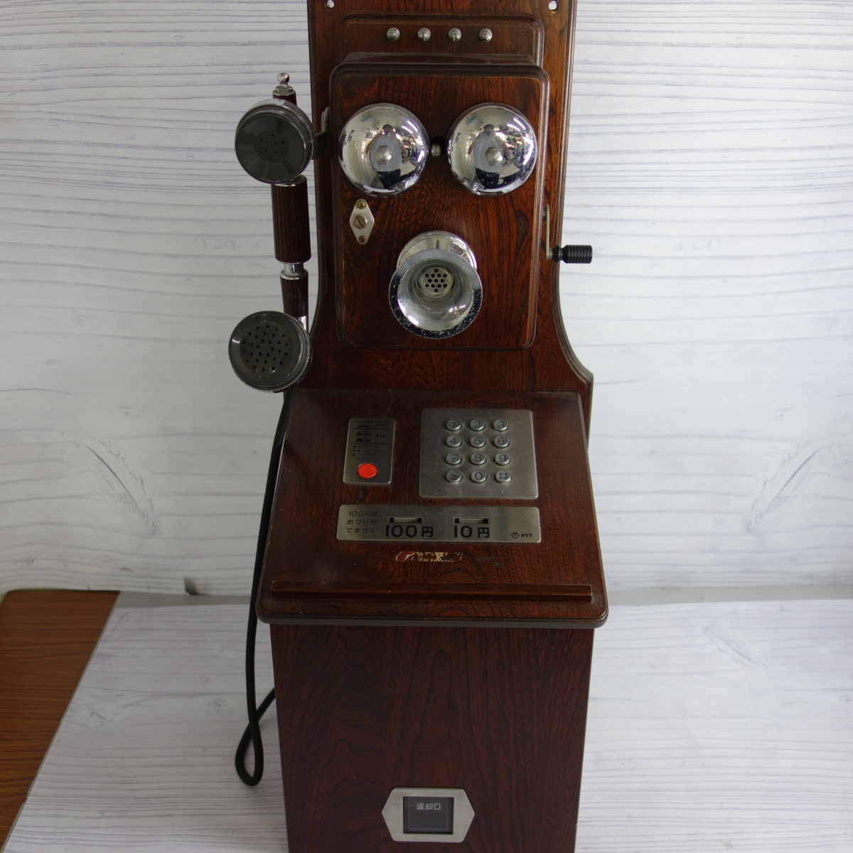 P88-0181-1 クラシックピンクTEL NTT Yahoo!オークション 木製公衆電話 