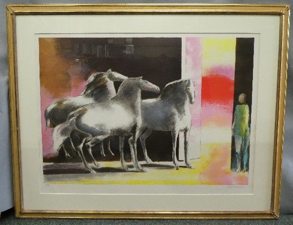 リトグラフポールギヤマン光の中の馬直筆サイン8⁄200