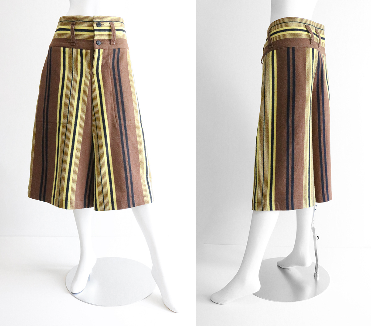 me ISSEY MIYAKE ◇マルチストライプ ガウチョパンツ イエロー