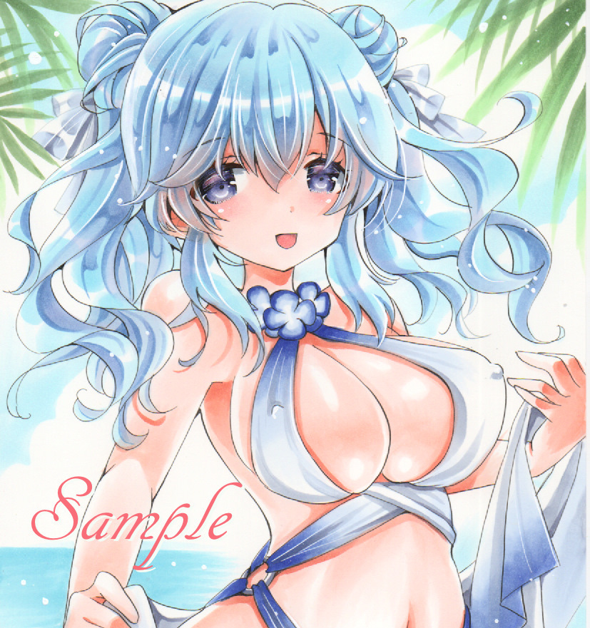 A4セクシー水着の女の子 オリジナル手描きイラスト(手描き