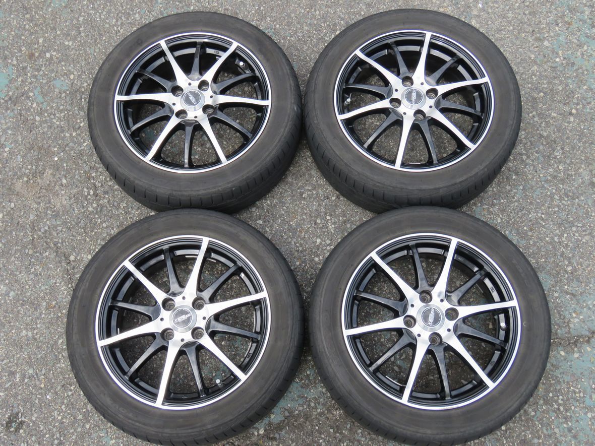 ★HOT STUFF★CROSS SPEED★PCD100★4穴★15-5.5J★＋43★TOYO★DRB★15年13週製造★185/55R15★4本セット★フィットに使用★