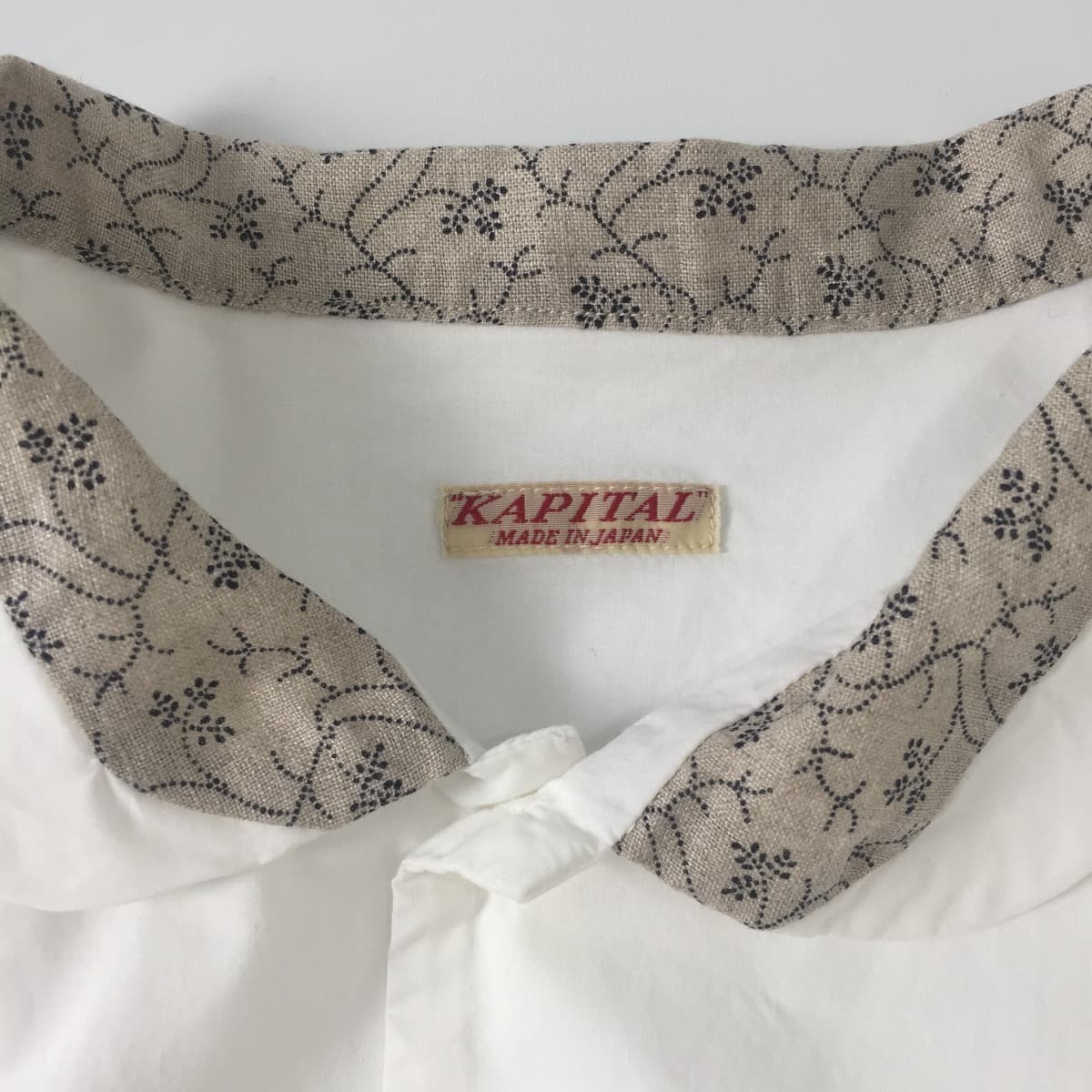 KAPITAL キャピタル ブロードリペアカラーBIGシャツ ブラウス 白 ナチュラル 半袖 KAPITAL キャピタル シャツ トップス ブロードシャツ KAPITAL｜綿×リネンIDGパッチワークバンドカラーカトマンズシャツ