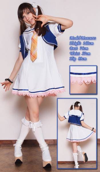 清楚上品青系セーラー服 ワンピース制服 L 高校生中学 Akb48 Lサイズ 売買されたオークション情報 Yahooの商品情報をアーカイブ公開 オークファン Aucfan Com