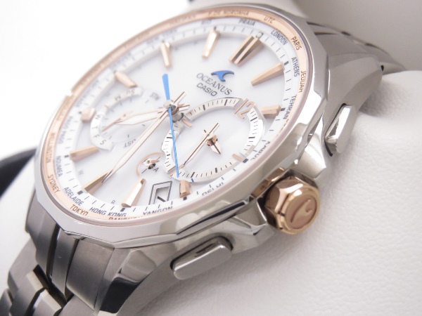 Casio カシオ Oceanus オシアナス Ocw S3400e 7ajf マンタ 電波ソーラー ホワイト ゴールド 白金 Oceanus 売買されたオークション情報 Yahooの商品情報をアーカイブ公開 オークファン Aucfan Com