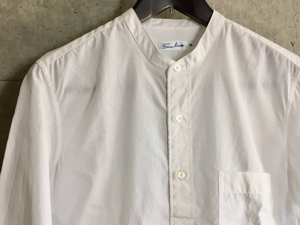 センス溢れる一枚 Sans Limite サンリミット ブロードクロス ノーカラー ロングシャツ 0 ホワイト 日本製 Sサイズ 売買されたオークション情報 Yahooの商品情報をアーカイブ公開 オークファン Aucfan Com