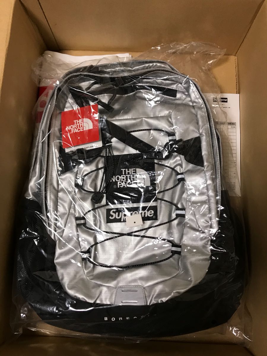 supreme the north face metallic borealis backpack silver