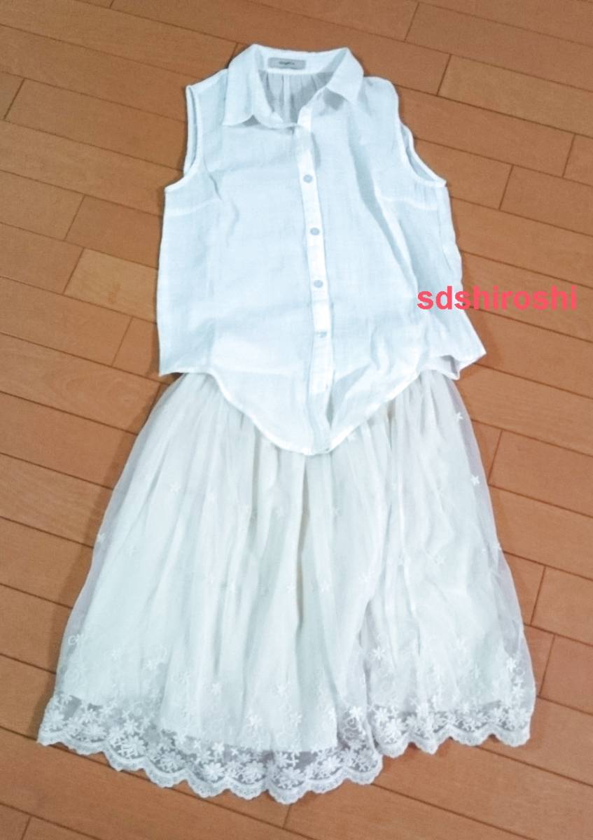 Titty Coティティアンドコー トップスノースリーブシャツ レースチュールスカート セット ホワイト白アイボリー レディースファッション 売買されたオークション情報 Yahooの商品情報をアーカイブ公開 オークファン Aucfan Com