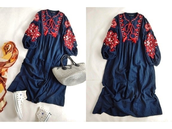 ザラ Zara リネン混エンブロイダリー刺繍ロング丈ワンピ ワンピース 売買されたオークション情報 Yahooの商品情報をアーカイブ公開 オークファン Aucfan Com