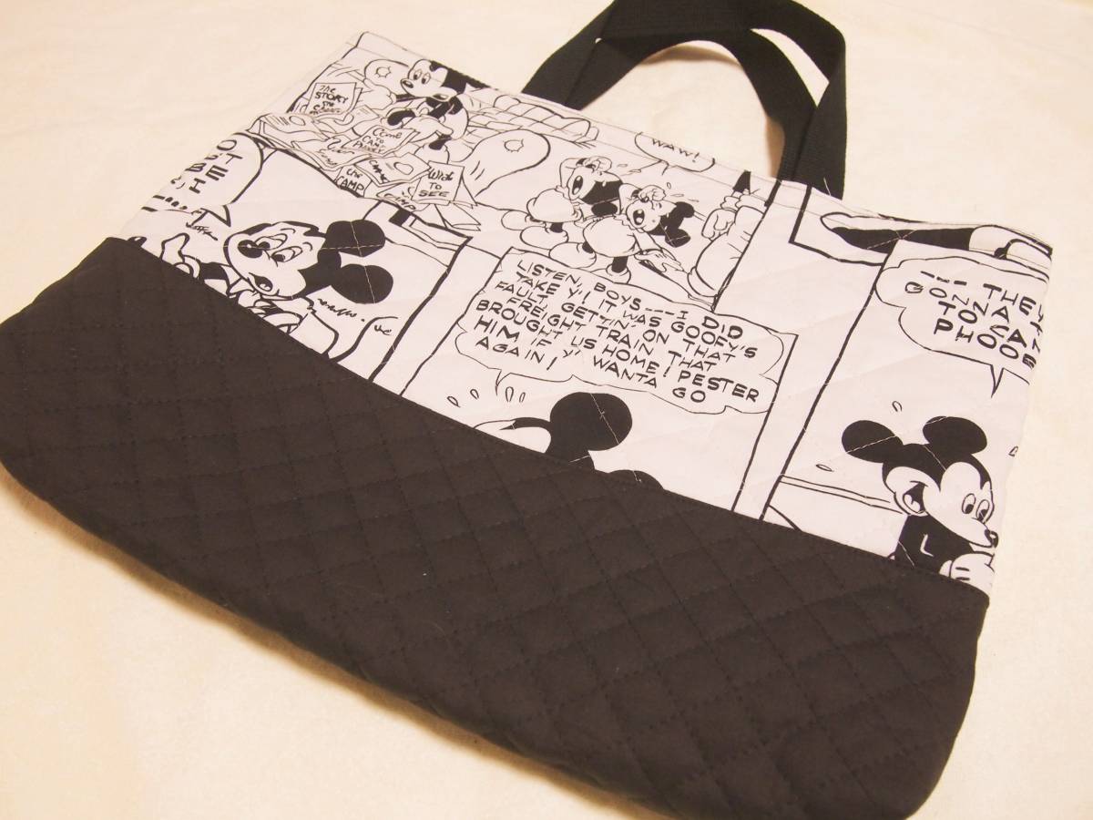 ハンドメイド 裏地付きレッスンバッグ モノクロミッキー ディズニー アメコミ風 黒切り替え キルト レッスンバッグ トートバッグ 売買されたオークション情報 Yahooの商品情報をアーカイブ公開 オークファン Aucfan Com