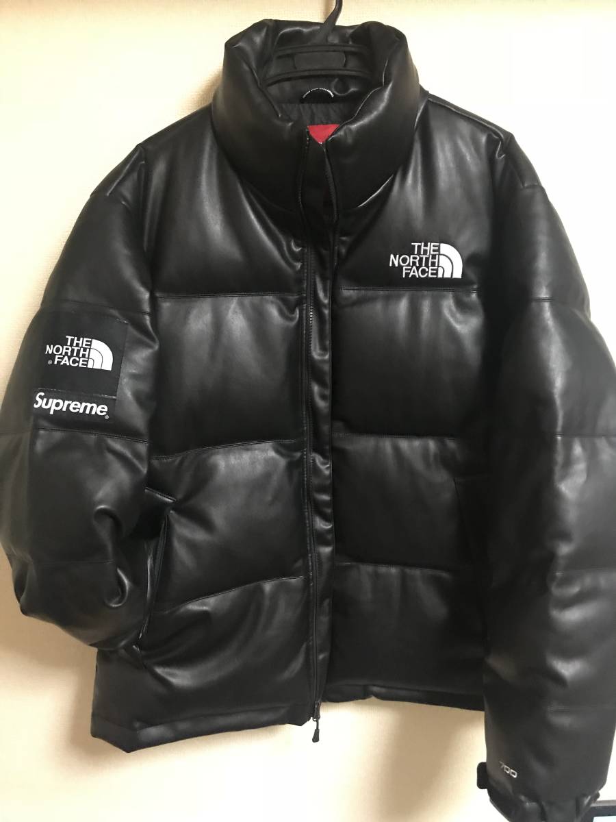 supreme the north face leather nuptse jacket black