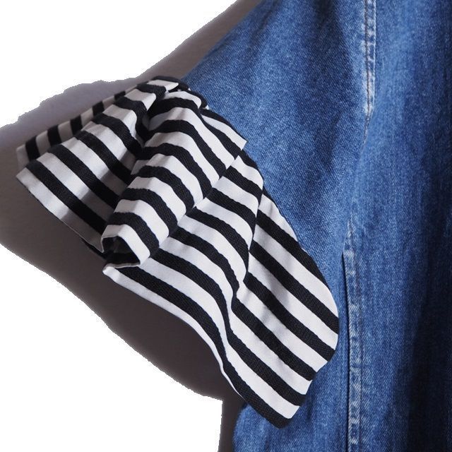 8zp Borders At Balcony ボーダーズアットバルコニー ボーダー切り替えショートスリーブ デニムワンピース 38 春 秋 Rb Mサイズ 売買されたオークション情報 Yahooの商品情報をアーカイブ公開 オークファン Aucfan Com