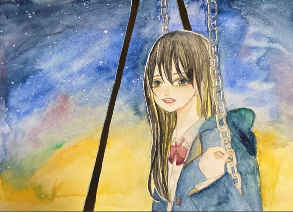 星空とブランコに乗る女の子 オリジナル手描きイラスト 手描きイラスト 売買されたオークション情報 Yahooの商品情報をアーカイブ公開 オークファン Aucfan Com