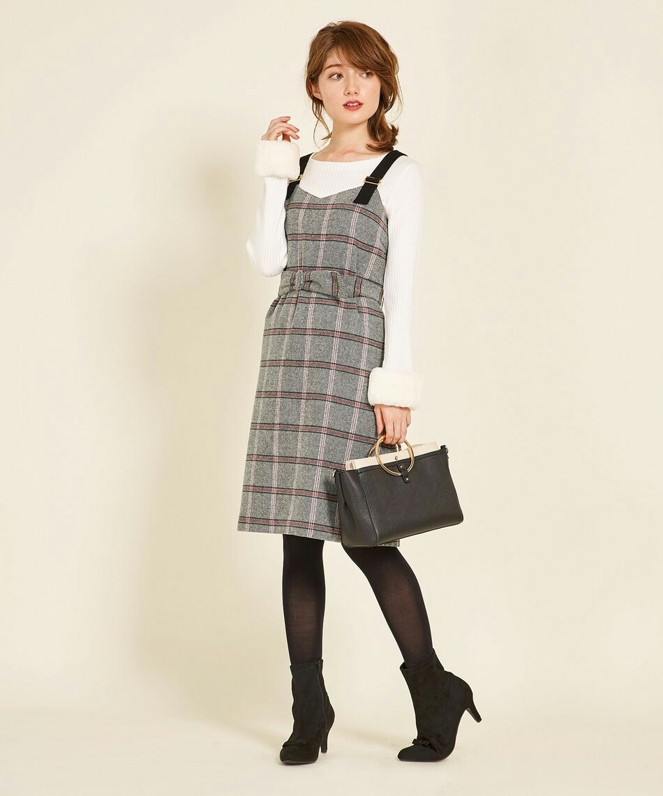 Ferouxフェルゥ ツイーディカラーチェックワンピース ブラック系 2 M 円 ピンク ジャンスカ スカート フェルゥ 売買されたオークション情報 Yahooの商品情報をアーカイブ公開 オークファン Aucfan Com