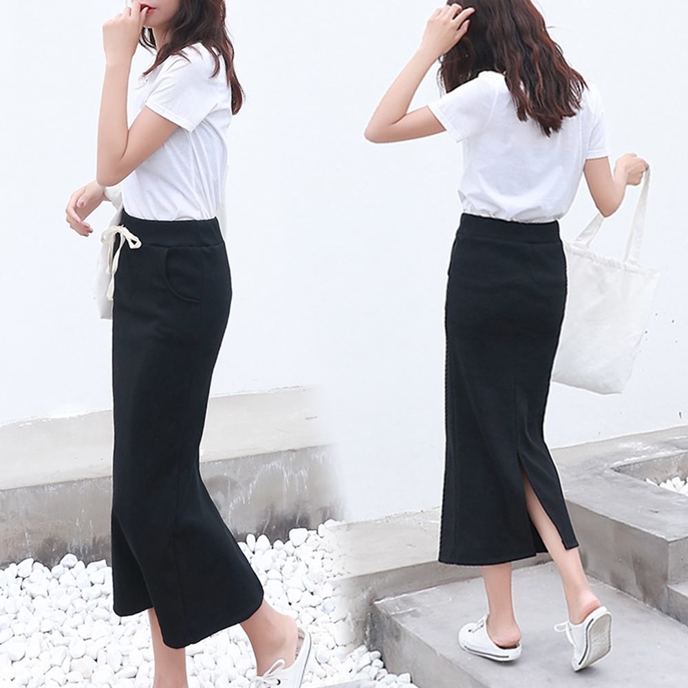 紐付き ロング タイト マキシ スカート ポケット付 ブラック 黒 80 Xlサイズ以上 売買されたオークション情報 Yahooの商品情報をアーカイブ公開 オークファン Aucfan Com