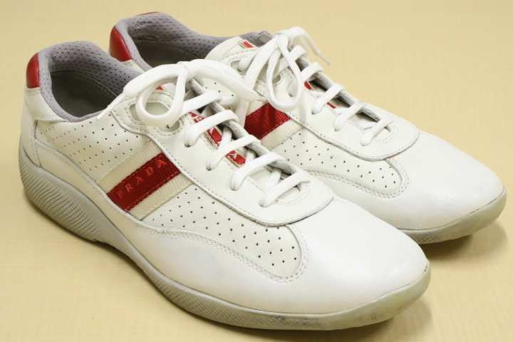 プラダ Prada メッシュ レザースニーカー ドレス スポーツ シューズ スニーカー ブランド ホワイト 白 メンズ 男性 本革 革靴 6 5 25 5 男性用 売買されたオークション情報 Yahooの商品情報をアーカイブ公開 オークファン Aucfan Com