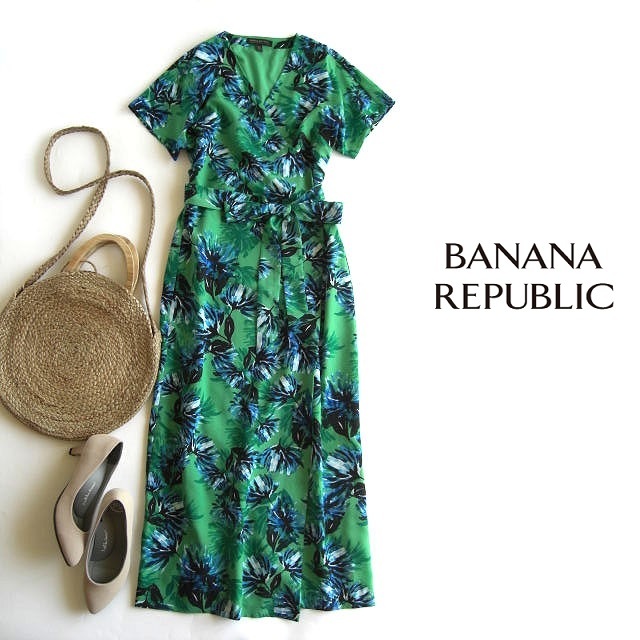 バナナリパブリックbanana Republicカシュクールプリントワンピース グリーンブルーボタニカル花柄 女性用 売買されたオークション情報 Yahooの商品情報をアーカイブ公開 オークファン Aucfan Com