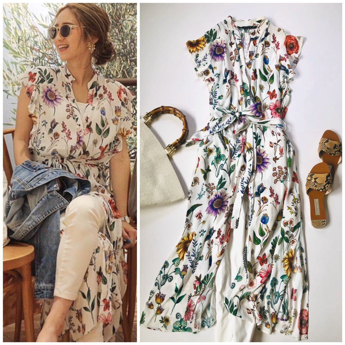 Zara ザラ 花柄 ワンピース フラワー ロング シャツ ワンピ ブラウス ボタニカル ジレ 白 夏 大人 きれいめ 華やか フリル Lサイズ ワンピース 売買されたオークション情報 Yahooの商品情報をアーカイブ公開 オークファン Aucfan Com