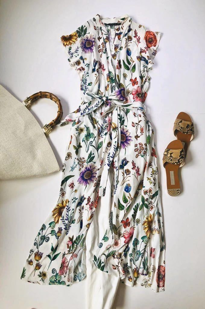 Zara ザラ 花柄 ワンピース フラワー ロング シャツ ワンピ ブラウス ボタニカル ジレ 白 夏 大人 きれいめ 華やか フリル Lサイズ ワンピース 売買されたオークション情報 Yahooの商品情報をアーカイブ公開 オークファン Aucfan Com