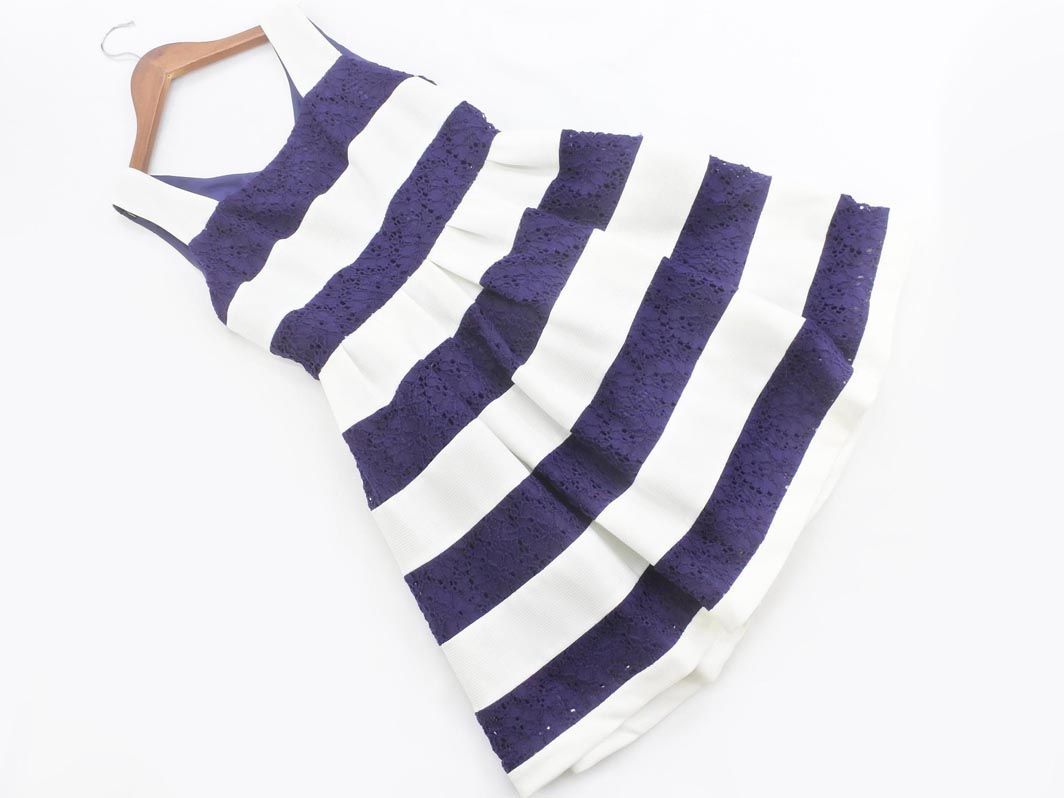 Mercuryduo マーキュリーデュオ レース ボーダー ノースリーブ ワンピース Sizef 白ｘ紺 Afb2 ワンピース 売買されたオークション情報 Yahooの商品情報をアーカイブ公開 オークファン Aucfan Com