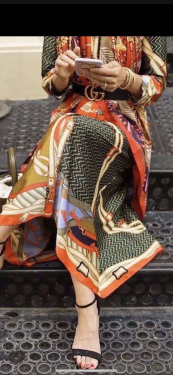 Zara ザラ 大人可愛い とろみ素材 スカーフ柄プリント ロングワンピース マキシ丈 サテン シャツワンピ 羽織mサイズyz ワンピース 売買されたオークション情報 Yahooの商品情報をアーカイブ公開 オークファン Aucfan Com