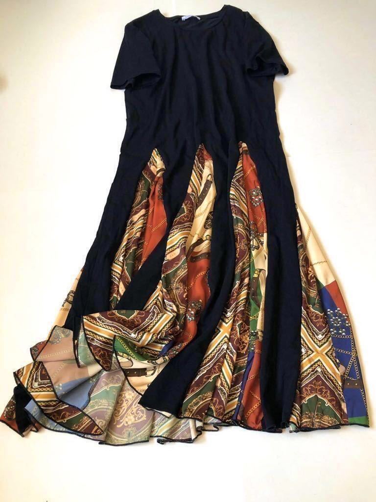 Zara ザラ 異素材 ワンピース 切り替え ミディ丈 Tシャツワンピ フレア 大人 スカーフ柄 プリーツ きれいめ 夏 黒 Mサイズ ワンピース 売買されたオークション情報 Yahooの商品情報をアーカイブ公開 オークファン Aucfan Com