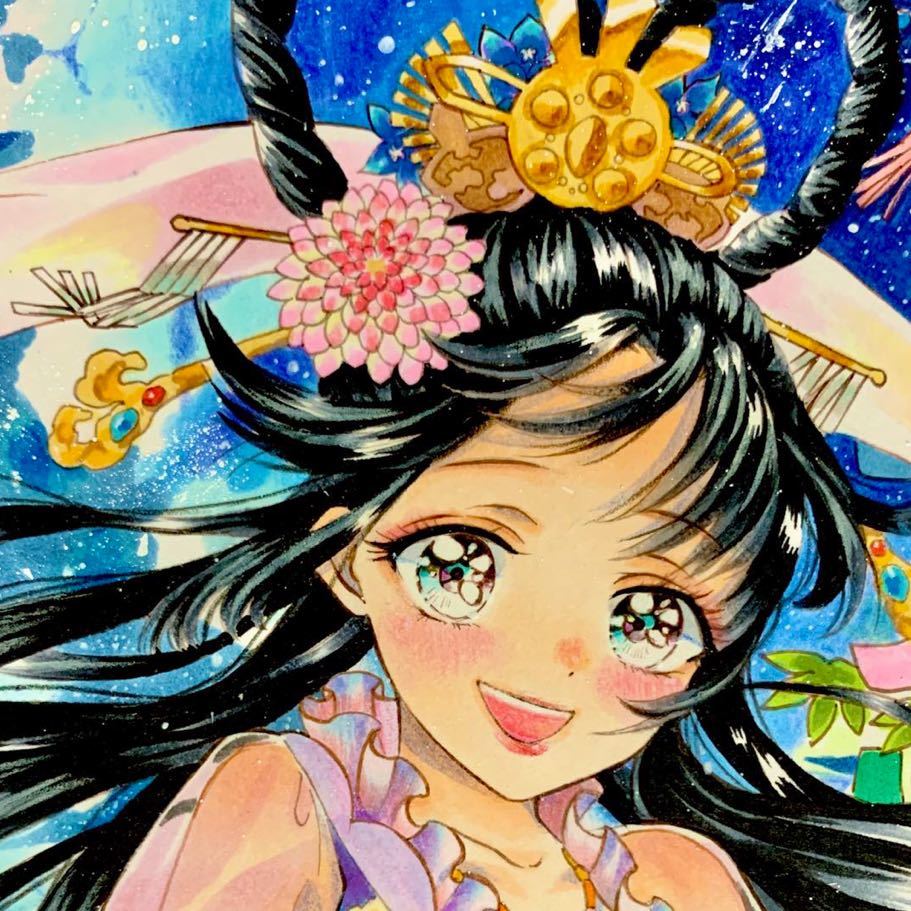 手描きイラスト オリジナル 織姫の舞い 七夕旧暦に向けて B５ 手描きイラスト 売買されたオークション情報 Yahooの商品情報をアーカイブ公開 オークファン Aucfan Com