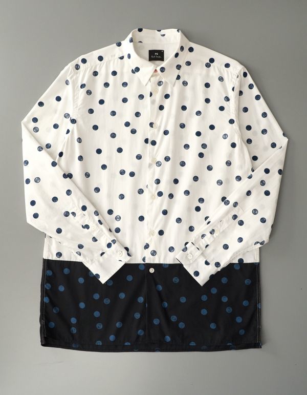 Gc19 Psポールスミス Ps Paul Smith メンズ ドット柄 長袖シャツ コットンシャツ レギュラーシャツ ホワイト ネイビー Mサイズ 売買されたオークション情報 Yahooの商品情報をアーカイブ公開 オークファン Aucfan Com