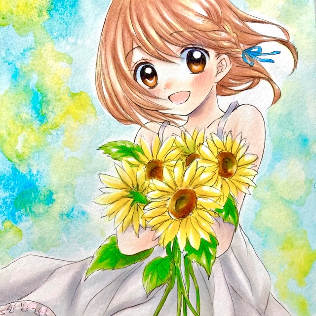 12歳 蒼井結衣 白ワンピース ひまわり畑 デート 青いリボン 同人手描きイラスト ａ５ 手描きイラスト 売買されたオークション情報 Yahooの商品情報をアーカイブ公開 オークファン Aucfan Com