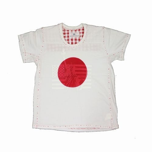 Keisuke Kanda ケイスケカンダ 手縫いのtシャツ 日の丸 自由の女神 1 ホワイト 文字 ロゴ 売買されたオークション情報 Yahooの商品情報をアーカイブ公開 オークファン Aucfan Com