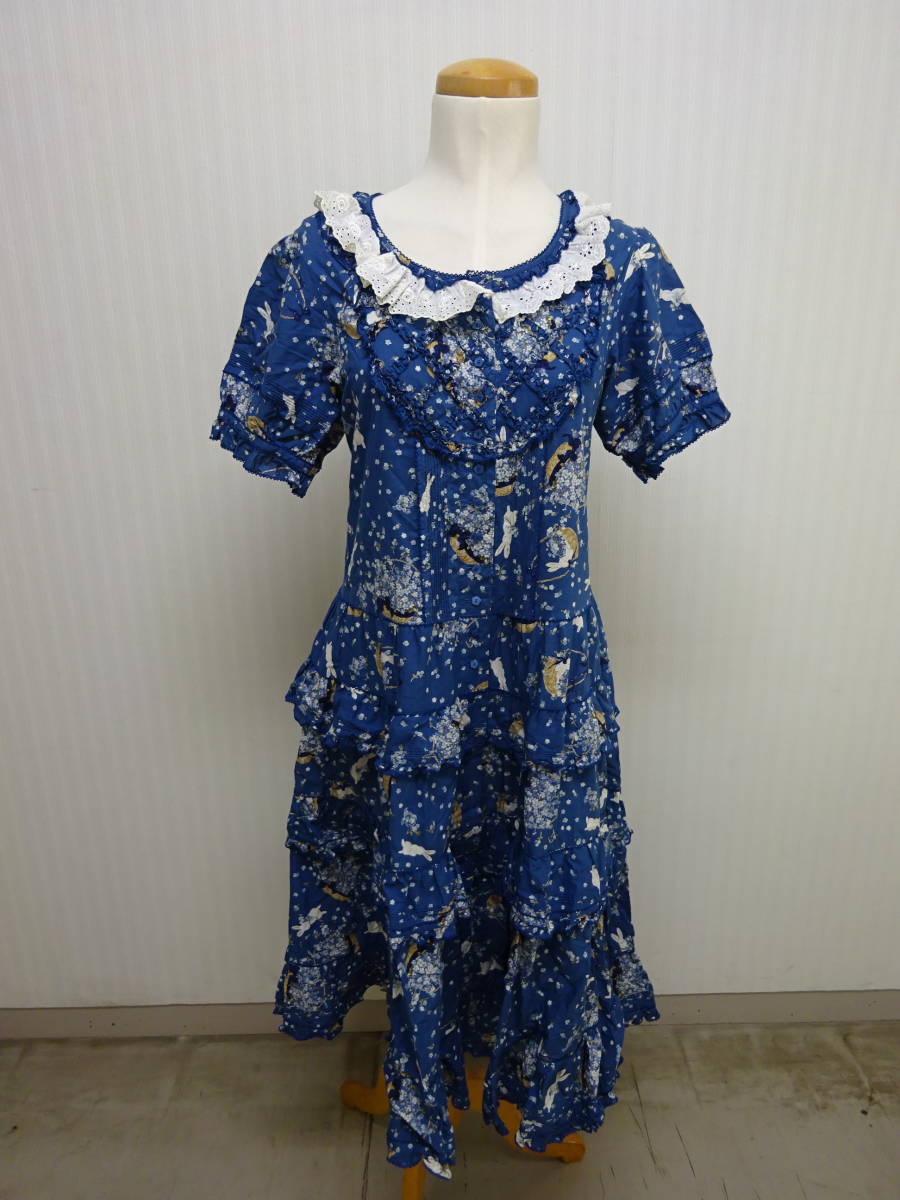 オ ピンクハウス Pink House ワンピース 青色 うさぎ 小花 リボン レース フリル ファッション 加工あり 説明文必読 V 222 Ts ワンピース ロング 売買されたオークション情報 Yahooの商品情報をアーカイブ公開 オークファン Aucfan Com