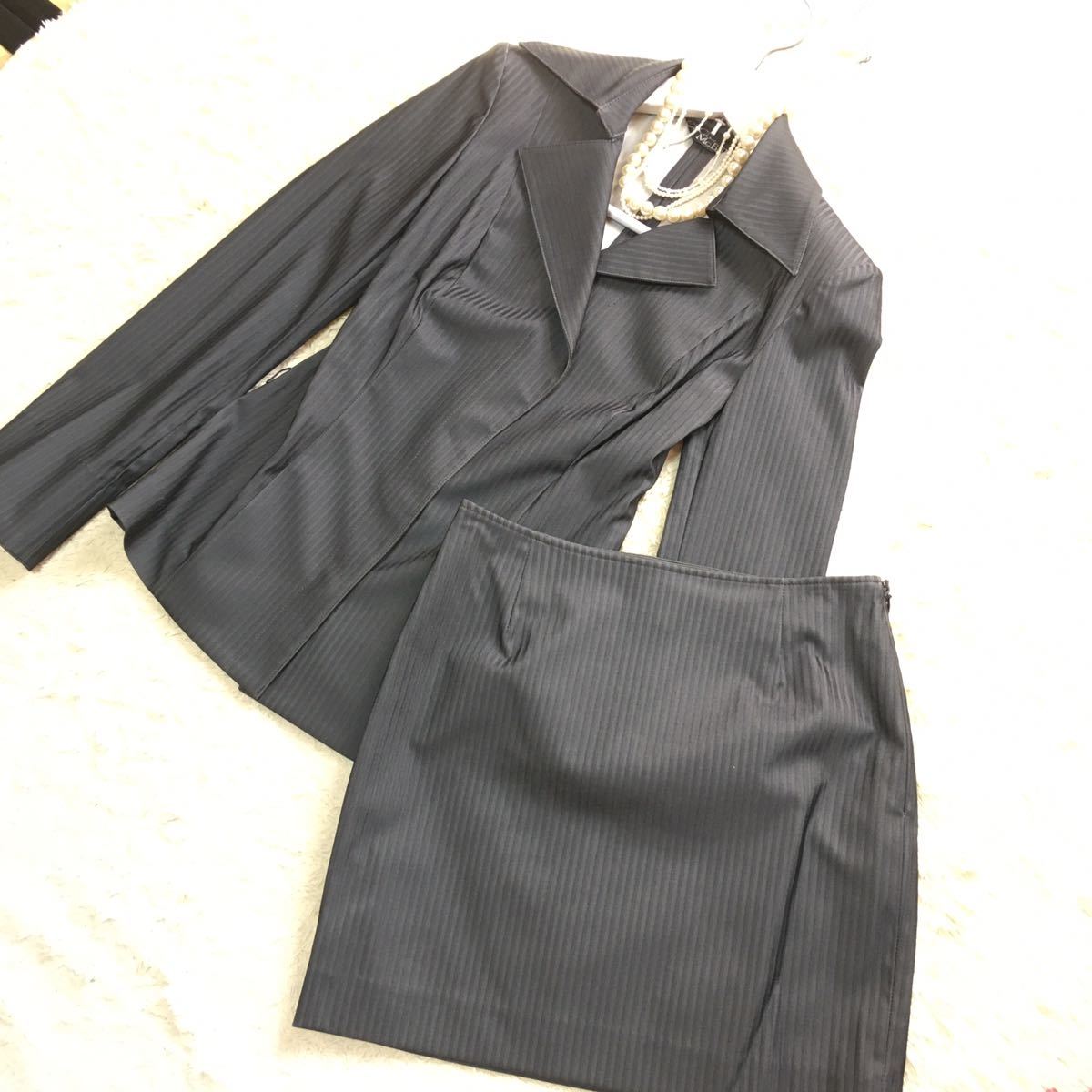 セシルマクビー スカートスーツ グレー 美ライン ストレッチあり ストライプ織柄 通勤通学 Ol 管理 96 スーツ ミニスカート 売買されたオークション情報 Yahooの商品情報をアーカイブ公開 オークファン Aucfan Com