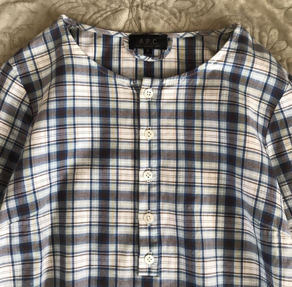 A P C チェック ワンピース ハーフボタン 青 茶色 黄色 オフホワイト 長袖 ロング S アーペーセー 膝下 ワンピース ロング 売買されたオークション情報 Yahooの商品情報をアーカイブ公開 オークファン Aucfan Com