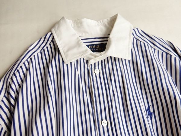 ポロラルフローレン Polo Ralph Lauren 大人可愛いピッチ切替えストライプロング丈クレリックシャツワンピース ワンピース ロング 売買されたオークション情報 Yahooの商品情報をアーカイブ公開 オークファン Aucfan Com