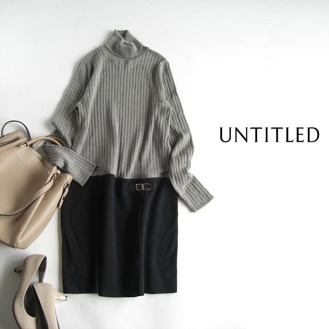 アンタイトルuntitledリブタートルネックドッキングワンピース サイズ44 グレー紺 大きいサイズ ワンピース ミニ 売買されたオークション情報 Yahooの商品情報をアーカイブ公開 オークファン Aucfan Com