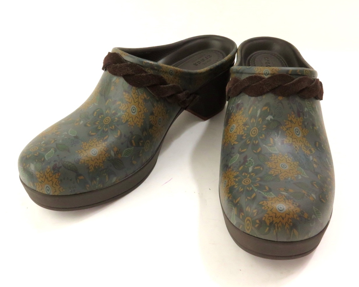 正規品 Crocs クロックス デュアルコンフォート ヒールサンダル グリーン系 ブラウン 花柄 レディース サイズ8 24cm 売買されたオークション情報 Yahooの商品情報をアーカイブ公開 オークファン Aucfan Com