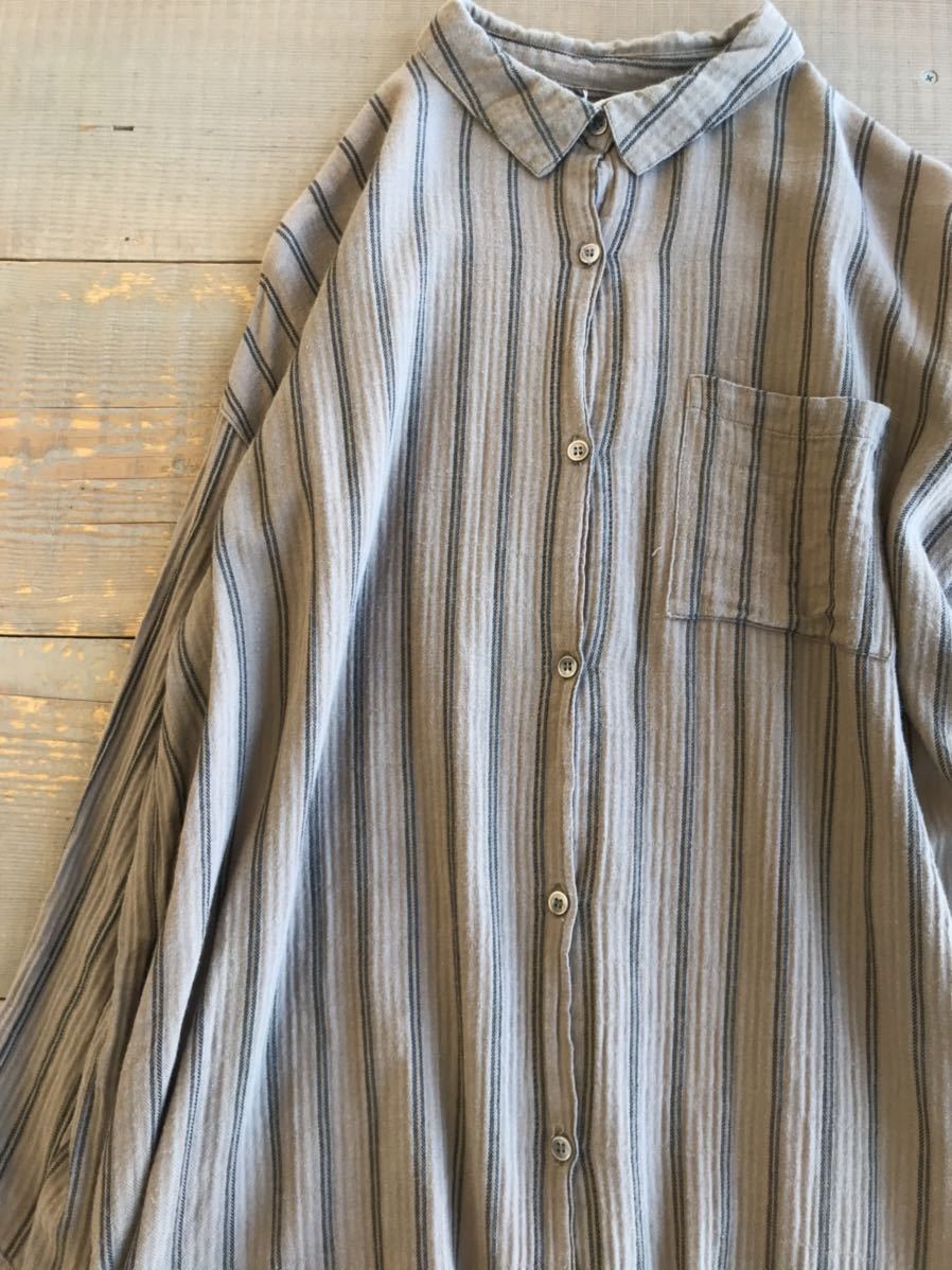 Samansa Mos2 サマンサモスモス Sm2 コットン素材ストライプシャツワンピース ドロップショルダーフレアチュニック フリー ブラウン茶色系 ワンピース 売買されたオークション情報 Yahooの商品情報をアーカイブ公開 オークファン Aucfan Com