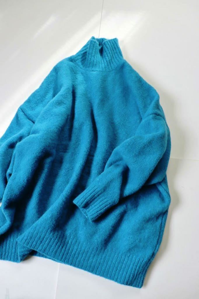 Zara ザラ ハイネック ニット ウール混 セーター トップス タートルネック オーバーサイズ 綺麗色 ターコイズブルー Mサイズ セーター 売買されたオークション情報 Yahooの商品情報をアーカイブ公開 オークファン Aucfan Com