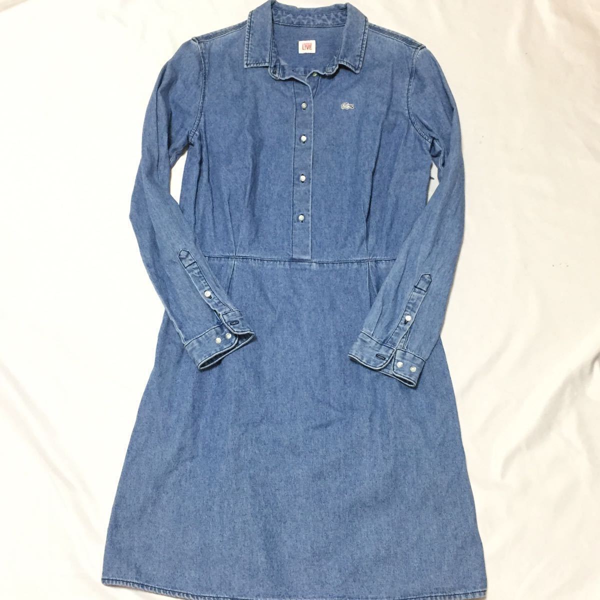 ラコステ Lacoste L Ve ラコステライブ デニムワンピース シャツワンピース 長袖 ブルー Lサイズ レディース 女性用 売買されたオークション情報 Yahooの商品情報をアーカイブ公開 オークファン Aucfan Com