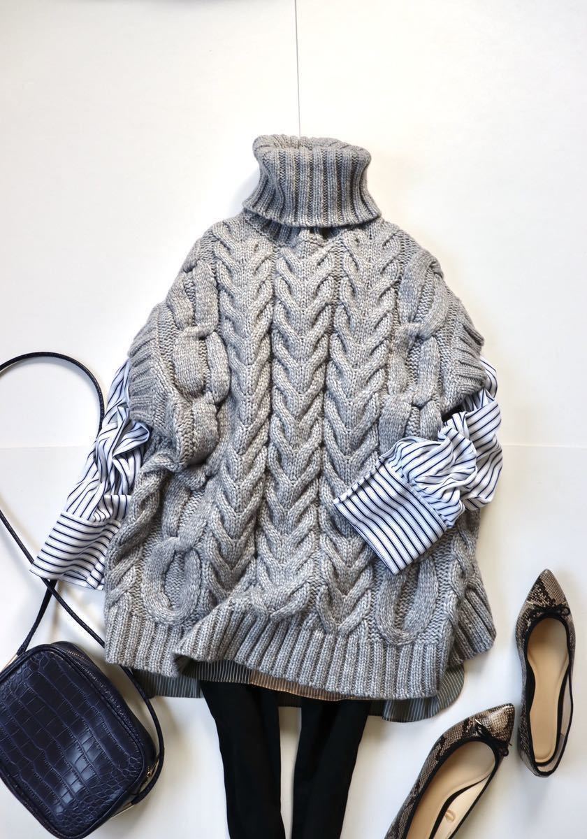 Zara ザラ ケーブル ニット ベスト タートルネック ボリューム ハイネック チェーン セーター ざっくり グレー 大人可愛い Sサイズ セーター 売買されたオークション情報 Yahooの商品情報をアーカイブ公開 オークファン Aucfan Com