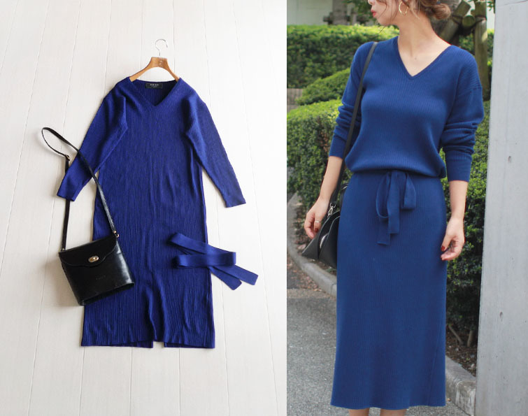 ビームス Beams Lights 18aw リブvネックのニットワンピース ブルー系 ビームスライツ ロングワンピース 青 ワンピース ロング 売買されたオークション情報 Yahooの商品情報をアーカイブ公開 オークファン Aucfan Com